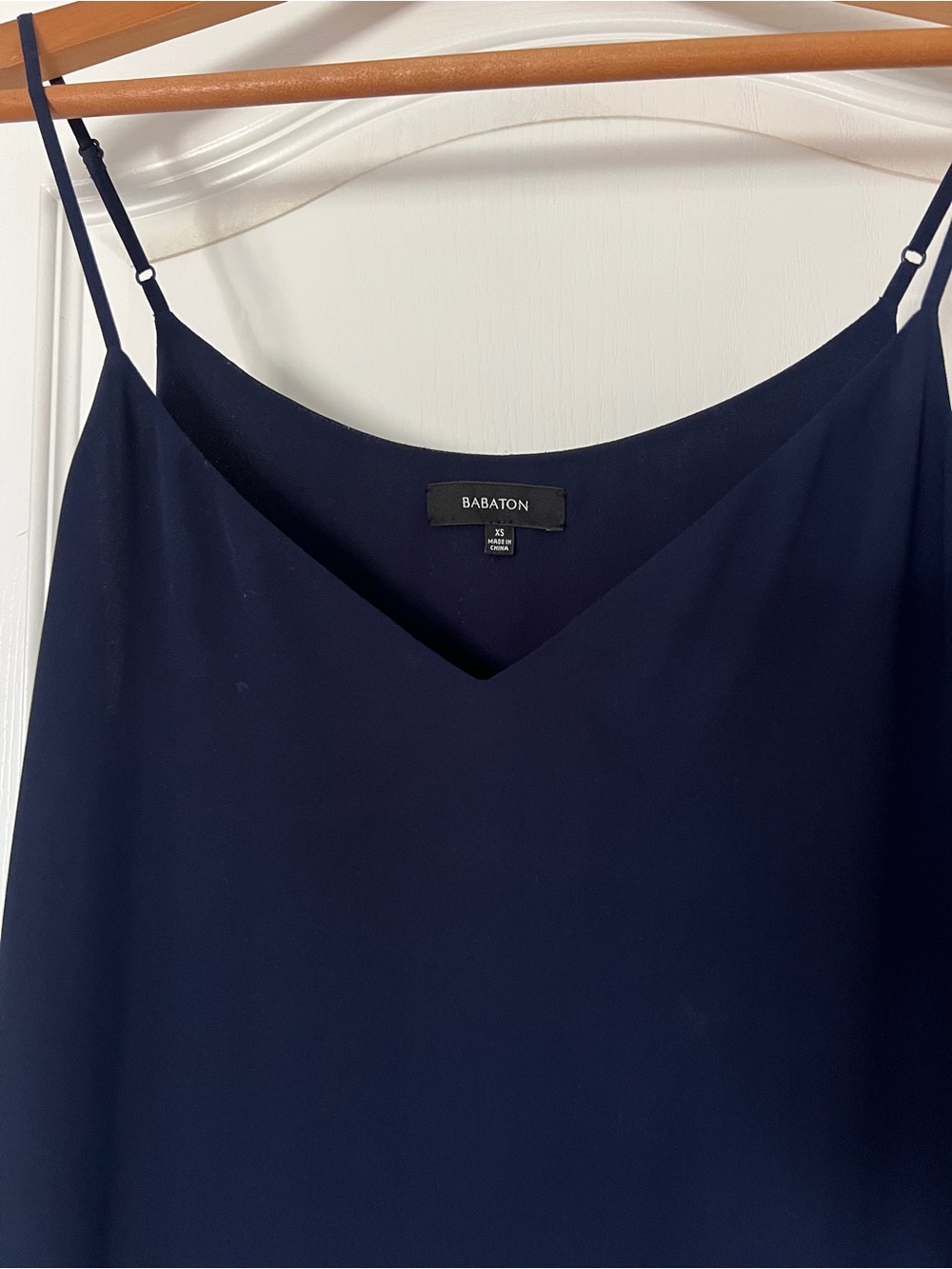 Babaton Navy V-Neck Silk-Feel Cami